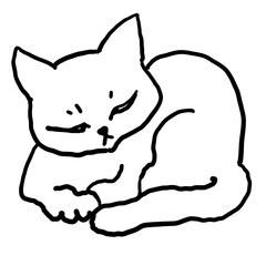 Cat cute, sweet with funny face. Lovely fluffy kitten best friend with big eyes. Home pet for baby, kids, boy or girl and family. Hand drown character. Cute lovely cartoon illustration drawn by hand.