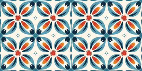 Scandinavian Style Tile. Ethnic Vector Seamless Floral Pattern. Abstract Square Geometric Swatch for Wrapping Paper