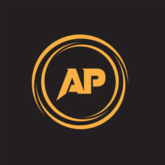 Golden AP Alphabet letter logo design. AP  logo design vector. Design for business and company identity