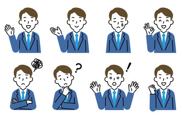 表情・ポーズセット スーツ姿の男性