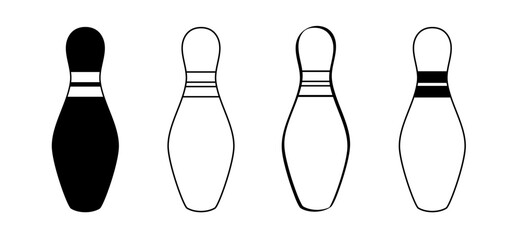 Cartoon bowling pin with stripes and bowling ball. Bowling strike idea. Sport or hobby game. Playing in a team, competition or tournament. Bowling pins and skittles. Play kegling team.