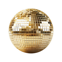 Golden Retro 70s Disco Ball Isolated on Transparent Background PNG