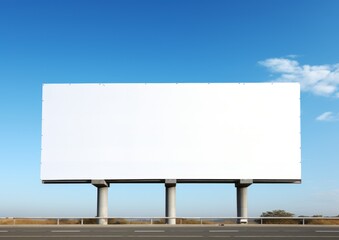 Outdoor billboard mockup on blue sky background with clipping path