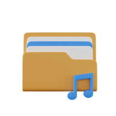 3d illustration of folder icon with music icon