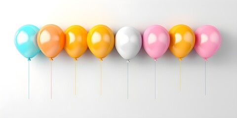 a row of balloons in different colors