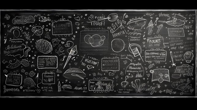 a blackboard with white chalk drawings