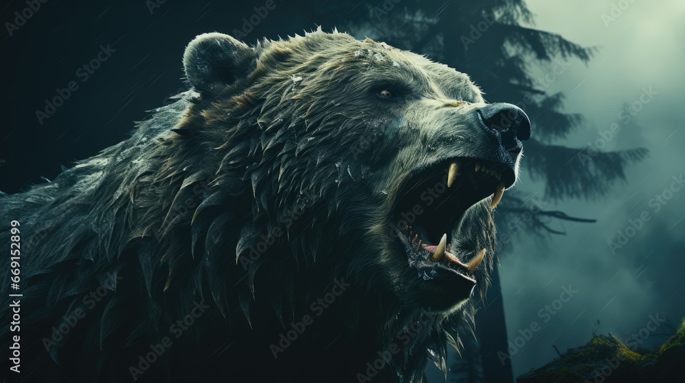 Poster a bear with it's mouth open and it's mouth wide open with it's mouth wide open and it's mouth wide o