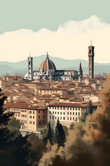 Naklejka premium Italy illustration, generative ai