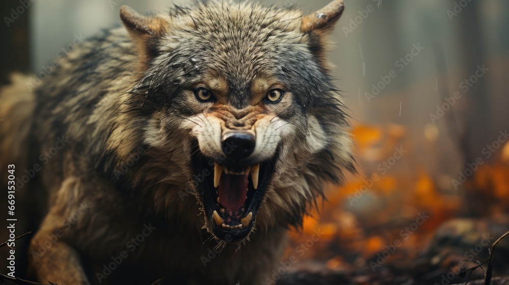 Poster  a wolf with it's mouth open and it's mouth wide open with it's mouth wide open and it's mouth wide open with it's mouth wide.  generative ai