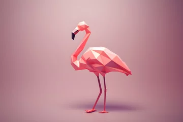 Tafelkleed a pink flamingo on a pink background © Alex