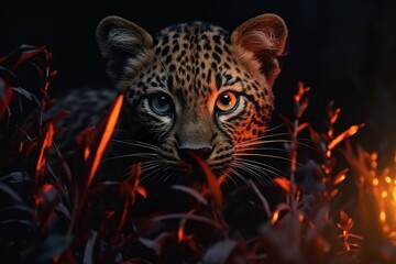 cineamagraphic shot, of a gepard glowing eyes
