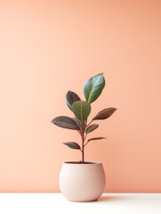 Plant in minimal colour background generatieve ai