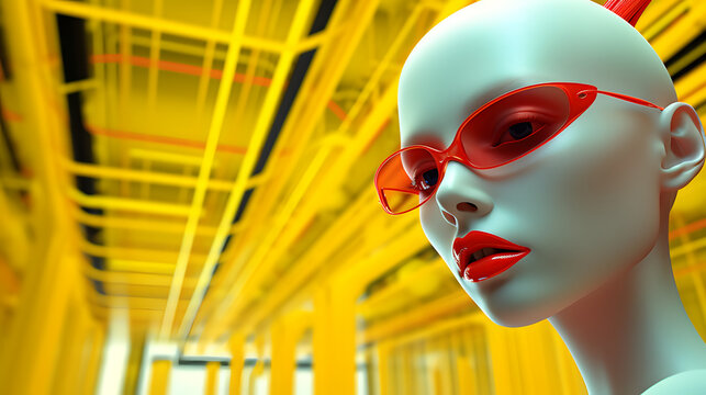 maniqu&iacute; con gafas de sol y pintalabios
