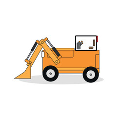 wheel excavator truck isolated on white background