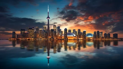 Papier Peint photo Toronto An image capturing a modern city's impressive skyline, highlighting the architectural marvels that shape the urban landscape