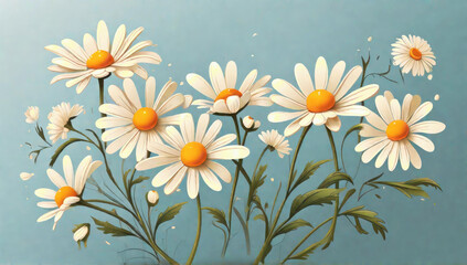 Cute daisy flowers vector style illustration. Generative ai