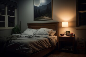 An image of a peaceful bedroom setting and a serene sleeping environment, highlighting the importance of a healthy sleep routine for physical and mental rejuvenation