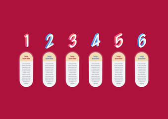 3d colorful numbers infographic template. six options infographic template. book, education, business, internet, annual report, magazine infographic template