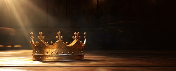 Golden crown, symbol of divine kingship and sovereignty. Jesus, King of the Kings and Lord of the Lods. Concept of authority, majesty and ruler of heaven and earth. Christian concept.