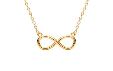 Delicate Gold Infinity Necklace on a Transparent Background