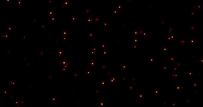 Magic Shining red and gol den glitter particles background with stars falling down and light flare or glare for luxury premium product design or award backdrop. award, music, wedding, anniversary