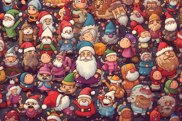 Fototapeta na wymiar The cute Santa Christmas pattern on a background is ideal for gift wrapping paper, .poster,backgrounds, and other high-quality prints.