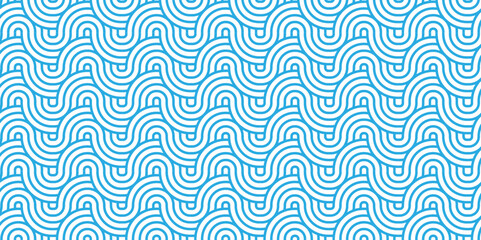 Seamless geometric ocean spiral pattern and abstract circle wave lines. blue seamless tile stripe geomatics overlapping create retro square line backdrop pattern background. Overlapping Pattern.