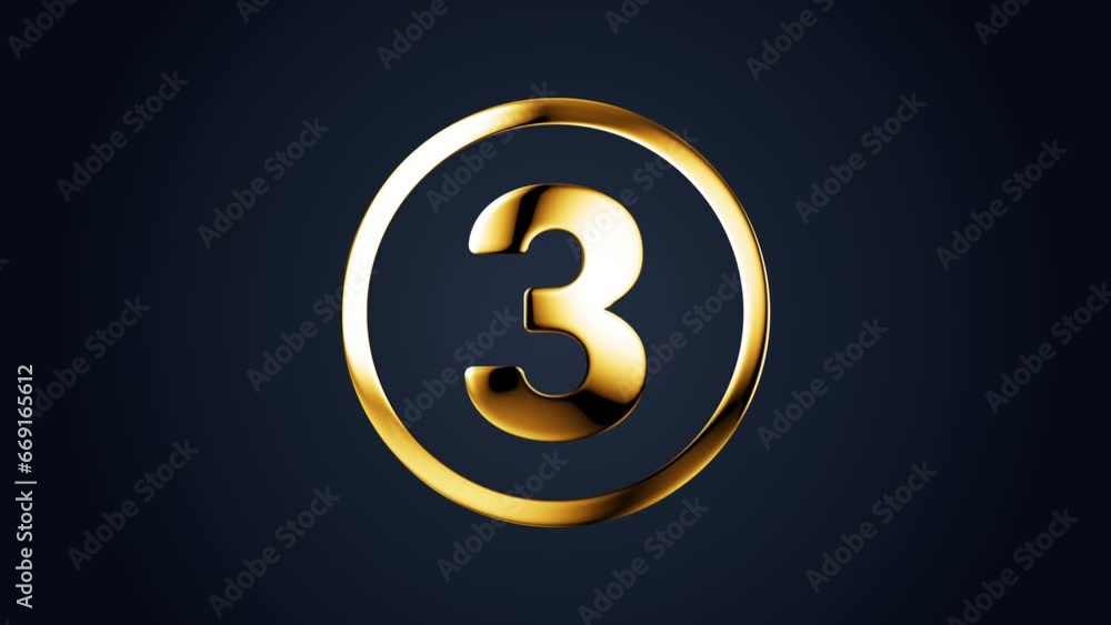 Poster luxury golden three number animation. motion text effect animation on black abstract background.