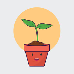 Cute potted plant vector illustration