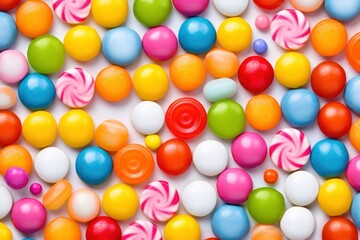 Colorful Candy Delights on a Clean Canvas Created With Generative AI Technology
