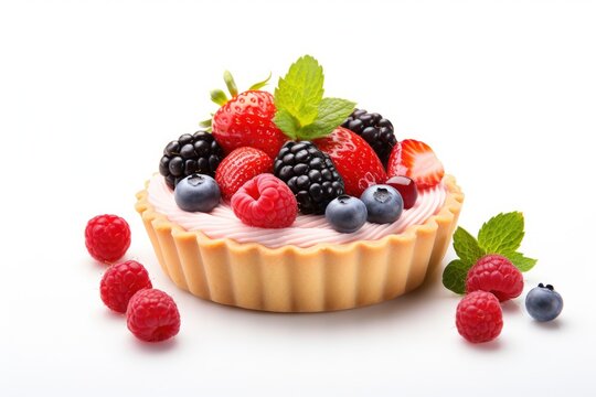 Delicious Berry Pie Topped with Raspberries and Bursting with Sweetness Created With Generative AI Technology