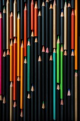 A colorful lineup of various colored pencils. Ideal for educational materials or creative concepts.