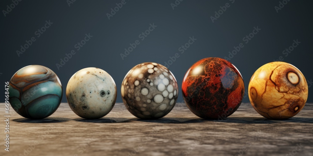 Poster a simple yet elegant image of a row of eggs sitting on top of a wooden table. perfect for illustrati