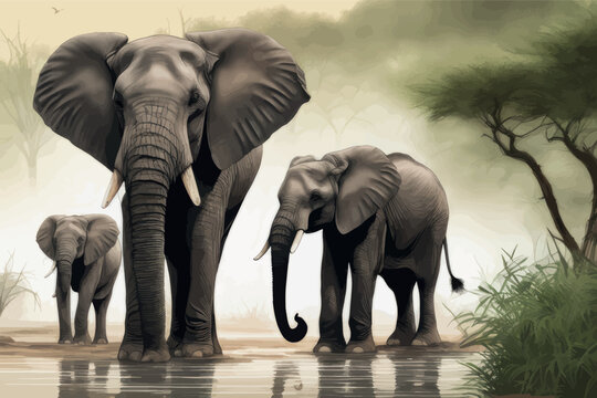 elephant and elephants in the savanna elephant and elephants in the savanna elephants in the savannah of kenya
