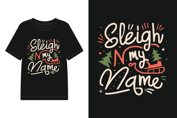Vector typography Santa t shirt design, merry christmas Graphic t shirt design Template.