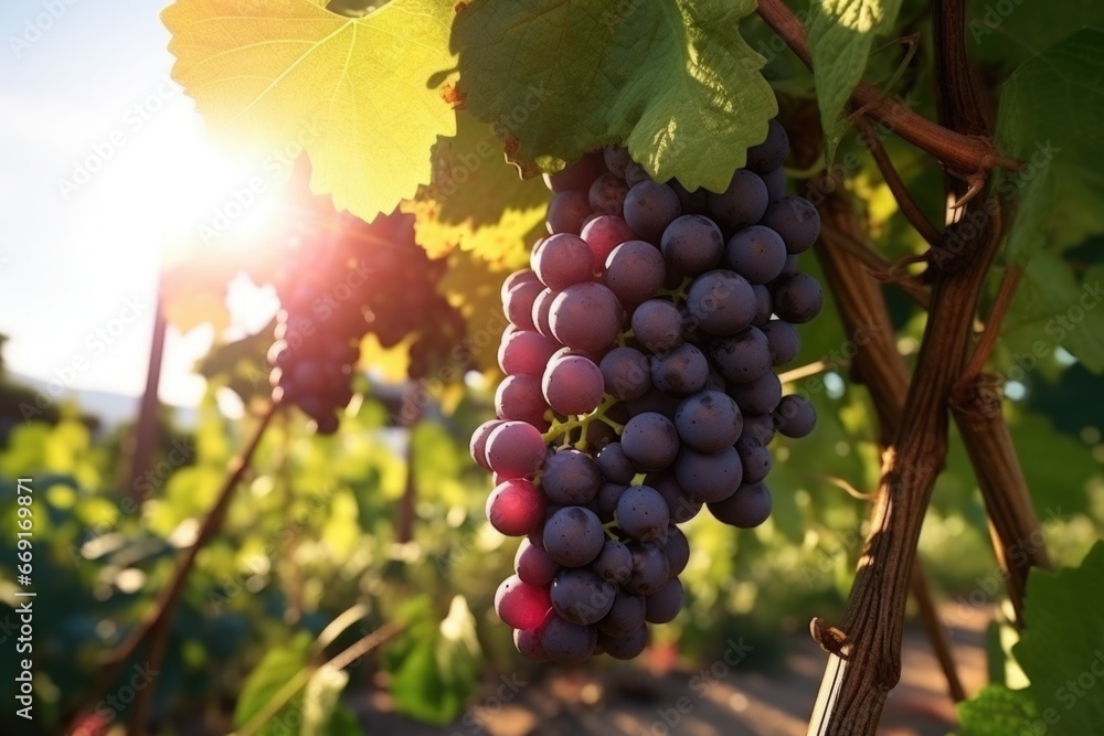 Aufkleber a bunch of grapes hanging from a vine. this image can be used to represent vineyards, wine productio
