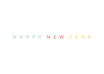 happy new year white font black background poster card greeting banner
