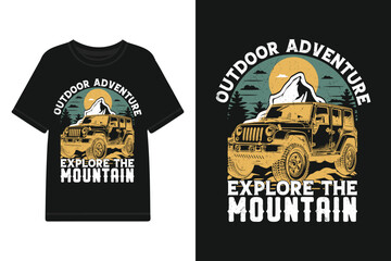 Vector outdoor adventure graphic t shirt design. retro vintage adventure with mountain graphic for t shirt.