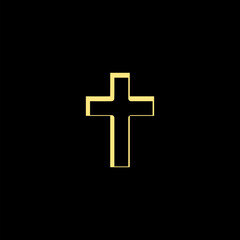 Obraz premium Religion cross icon. Christian cross icon isolated on black background 