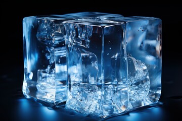 cold ice cubes on a cold table
