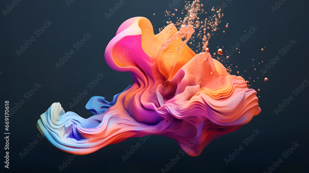 Canvas Prints colorful glossy liquid wave background. 3d and realistic abstract background. generative ai