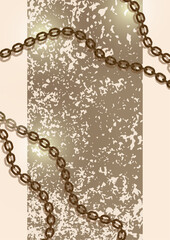 Metal chain made of gold. Realistic seamless wavy chains. Template for your design. Vector