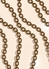 Metal chain made of gold. Realistic seamless wavy chains. Template for your design. Vector