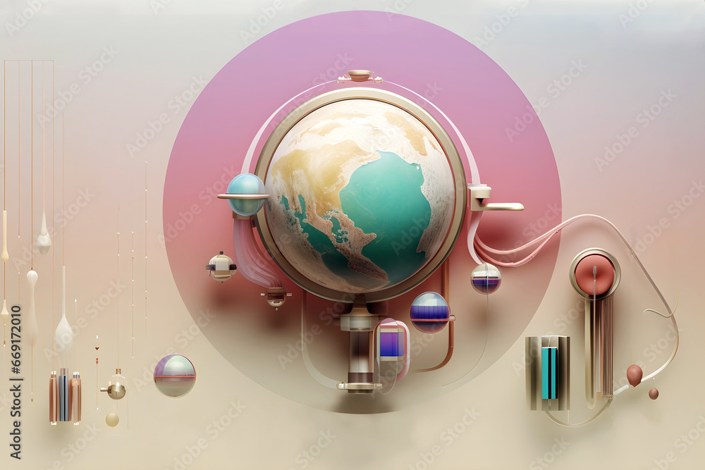 Poster abstract background with globe. generative ai