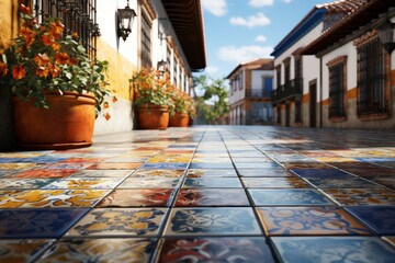 Fototapeta na wymiar spanish tiles in an andalusian building