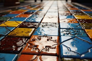 Naklejka premium spanish tiles in an andalusian building