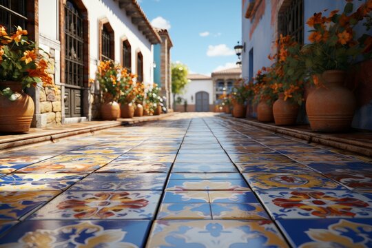 Fototapeta spanish tiles in an andalusian building