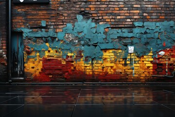 old brick wall with graffiti