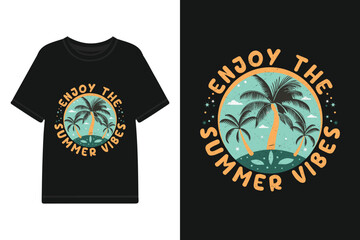 Vector summer graphic with typography t shirt design template.