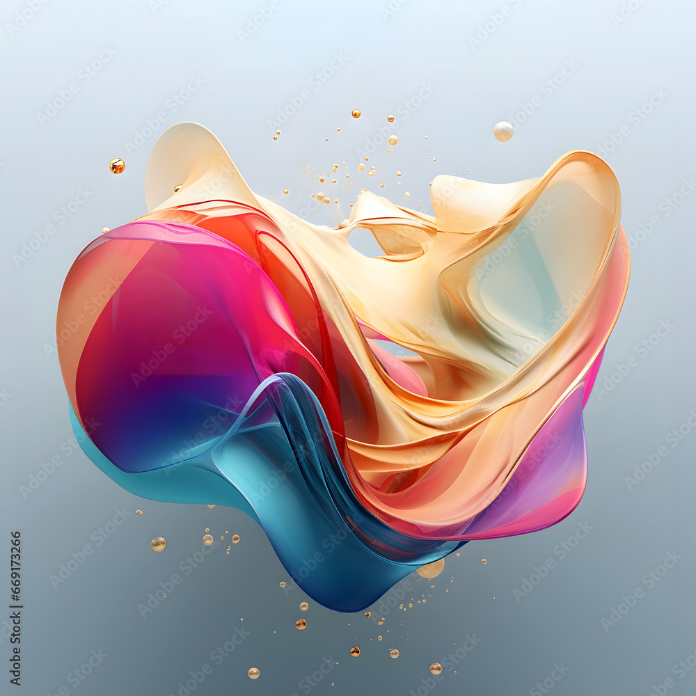 Poster colorful glossy liquid wave background. 3d and realistic abstract background. generative ai